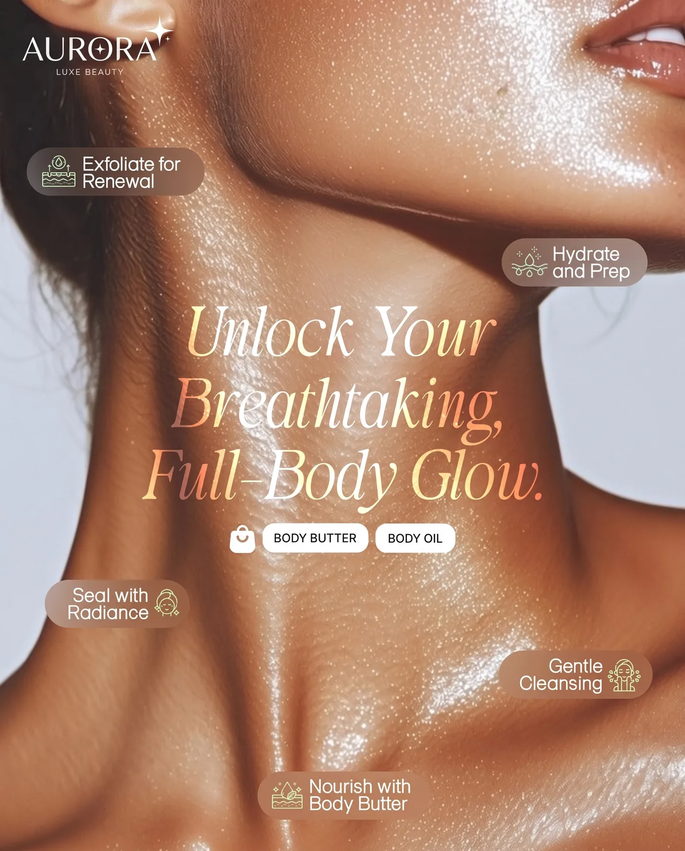Full Body Glow — an Instagram post for AURORA LUXE BEAUTY