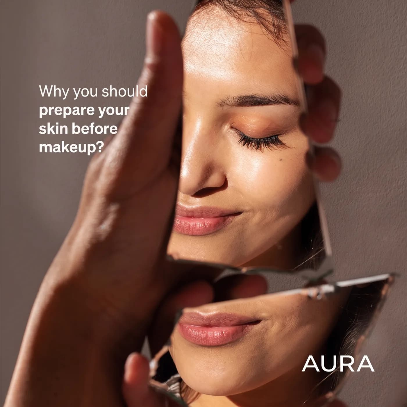 Prepare Skin Before Makeup — an Instagram post for AURA