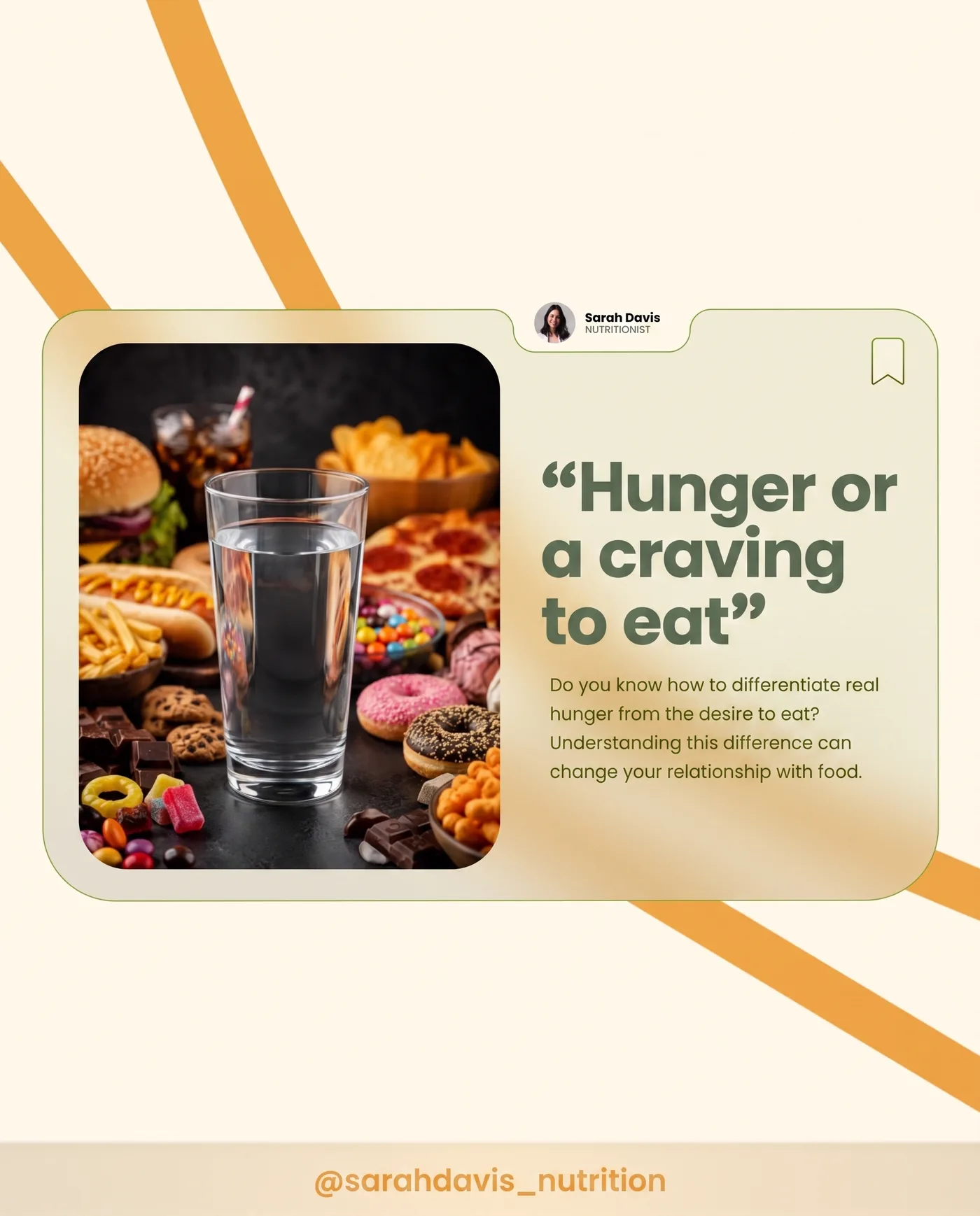 Hunger Or Craving — an Instagram post for Sarah Davis Nutritionist