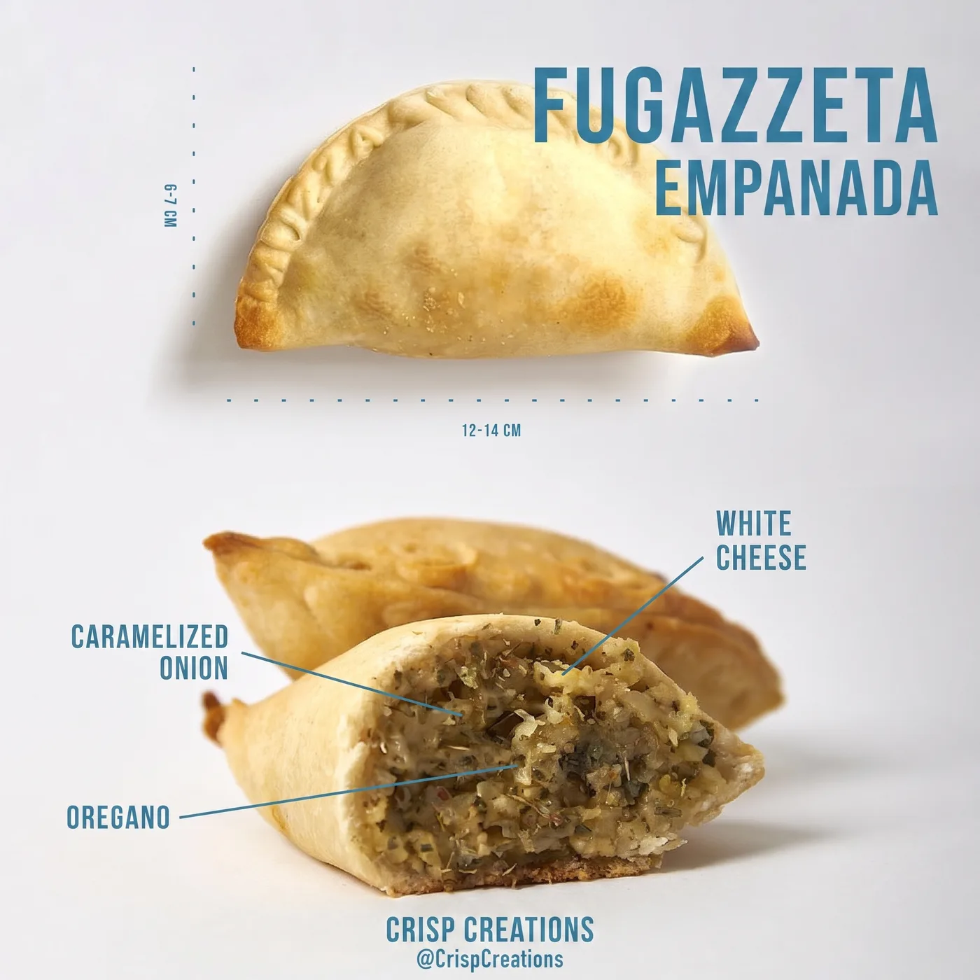 Fugazzeta Empanada Details — an Instagram post for Crisp Creations