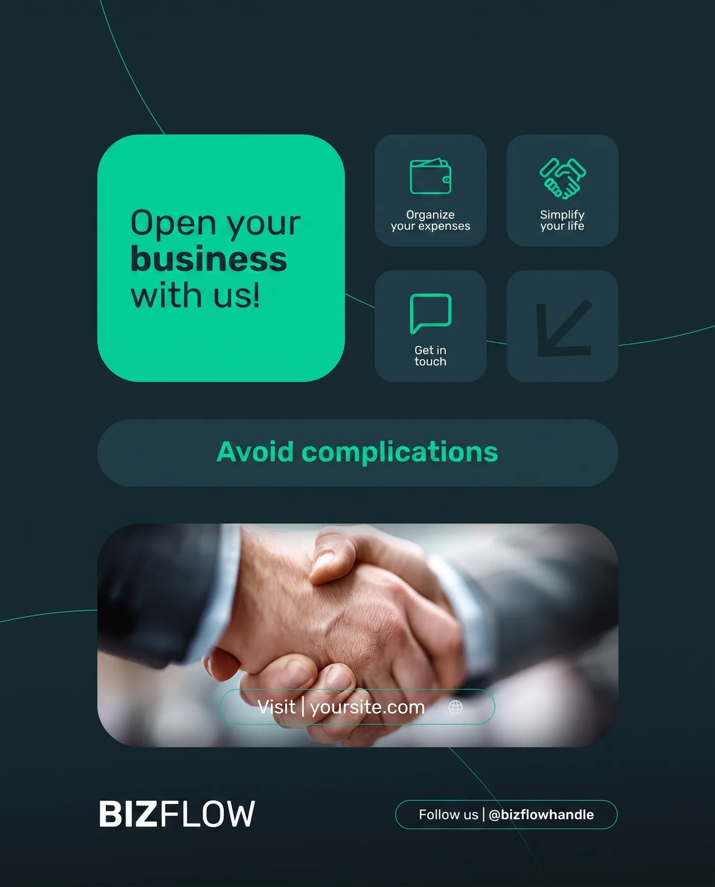 Open Your Business — an Instagram post for BIZFLOW