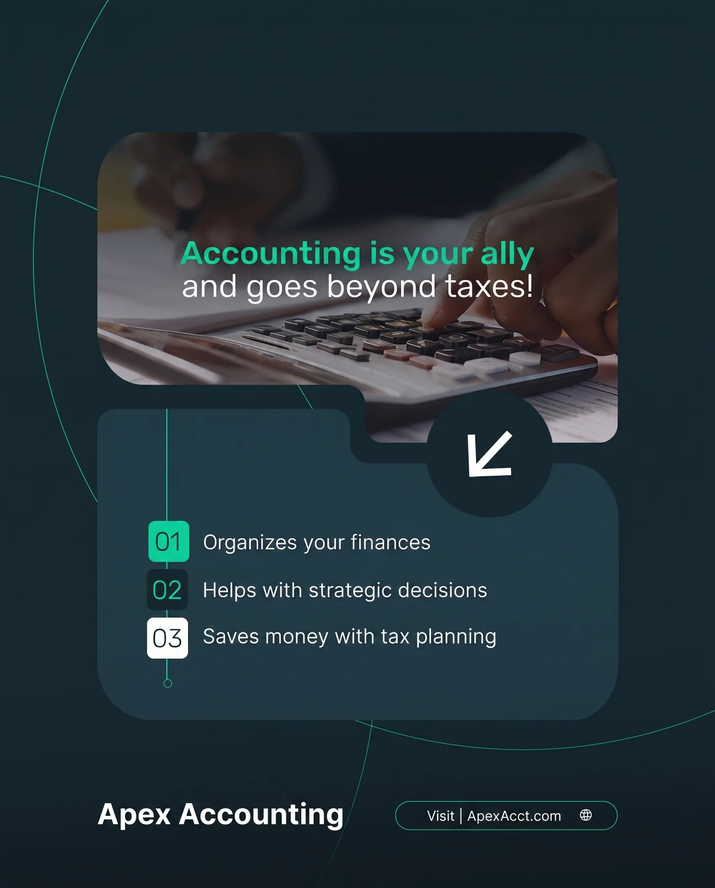 Accounting Your Ally — an Instagram post for Apex Accounting