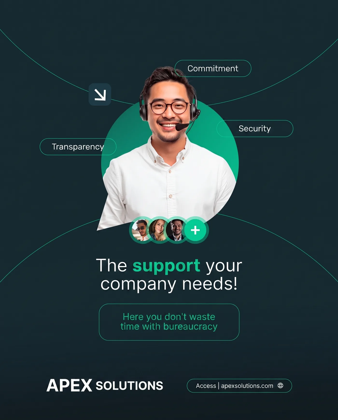 Company Support Needs — an Instagram post for APEX SOLUTIONS