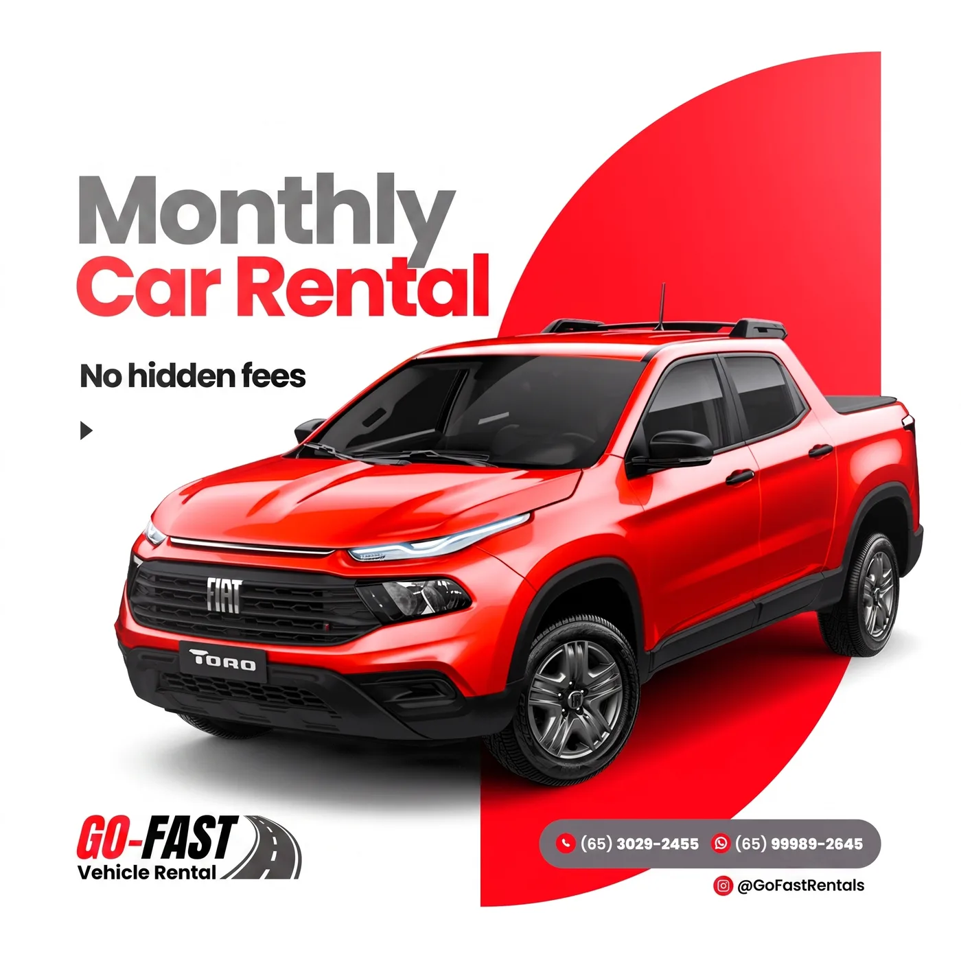 Monthly Car Rental — an Instagram post for GO-FAST Vehicle Rental