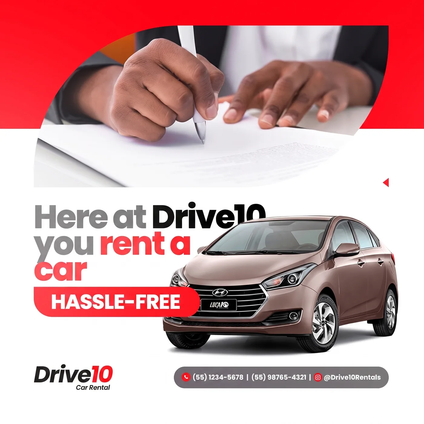Hassle-Free Car Rental — an Instagram post for Drive10