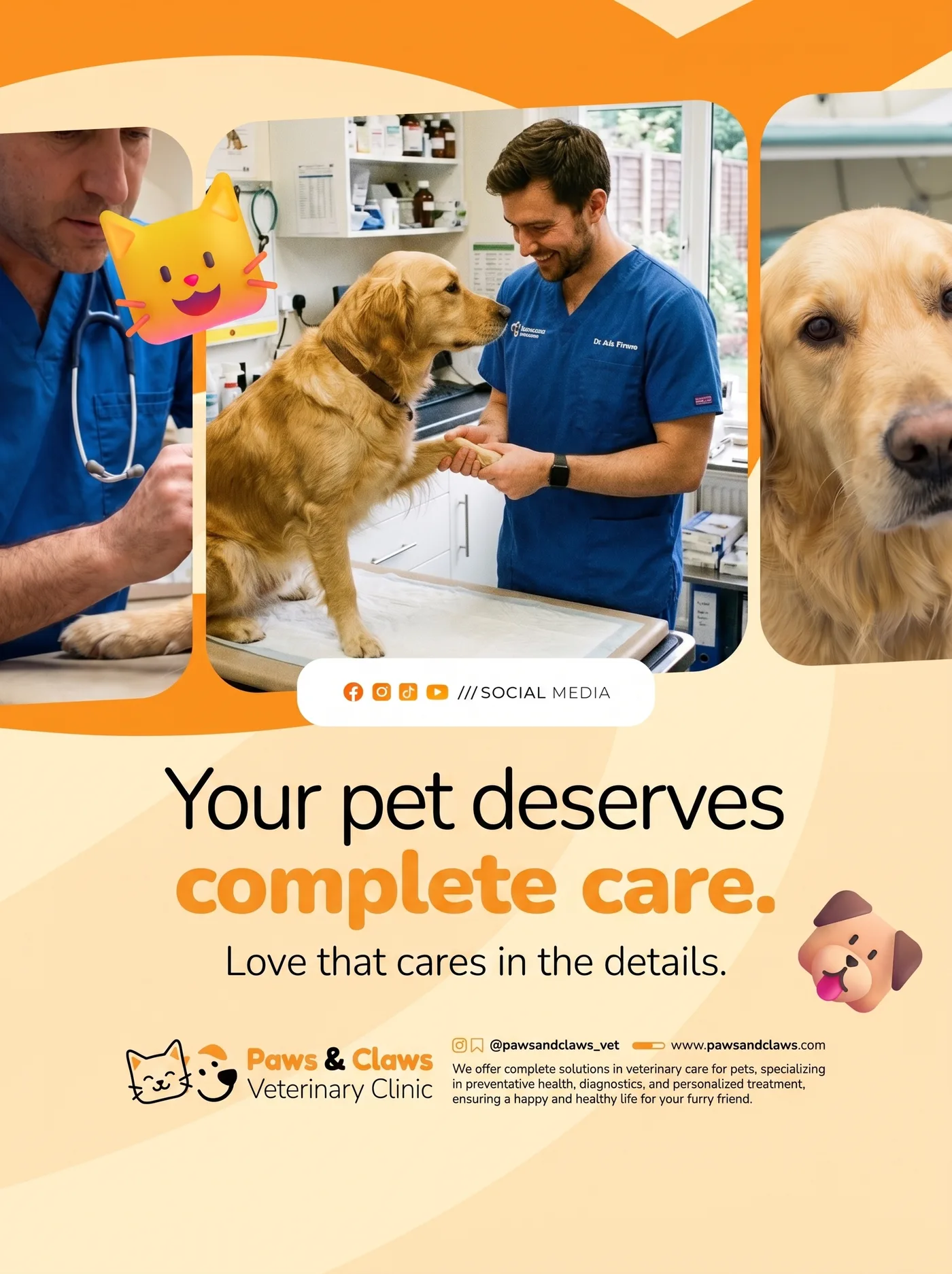 Pet Care Clinic — an Instagram post for Paws & Claws Veterinary Clinic