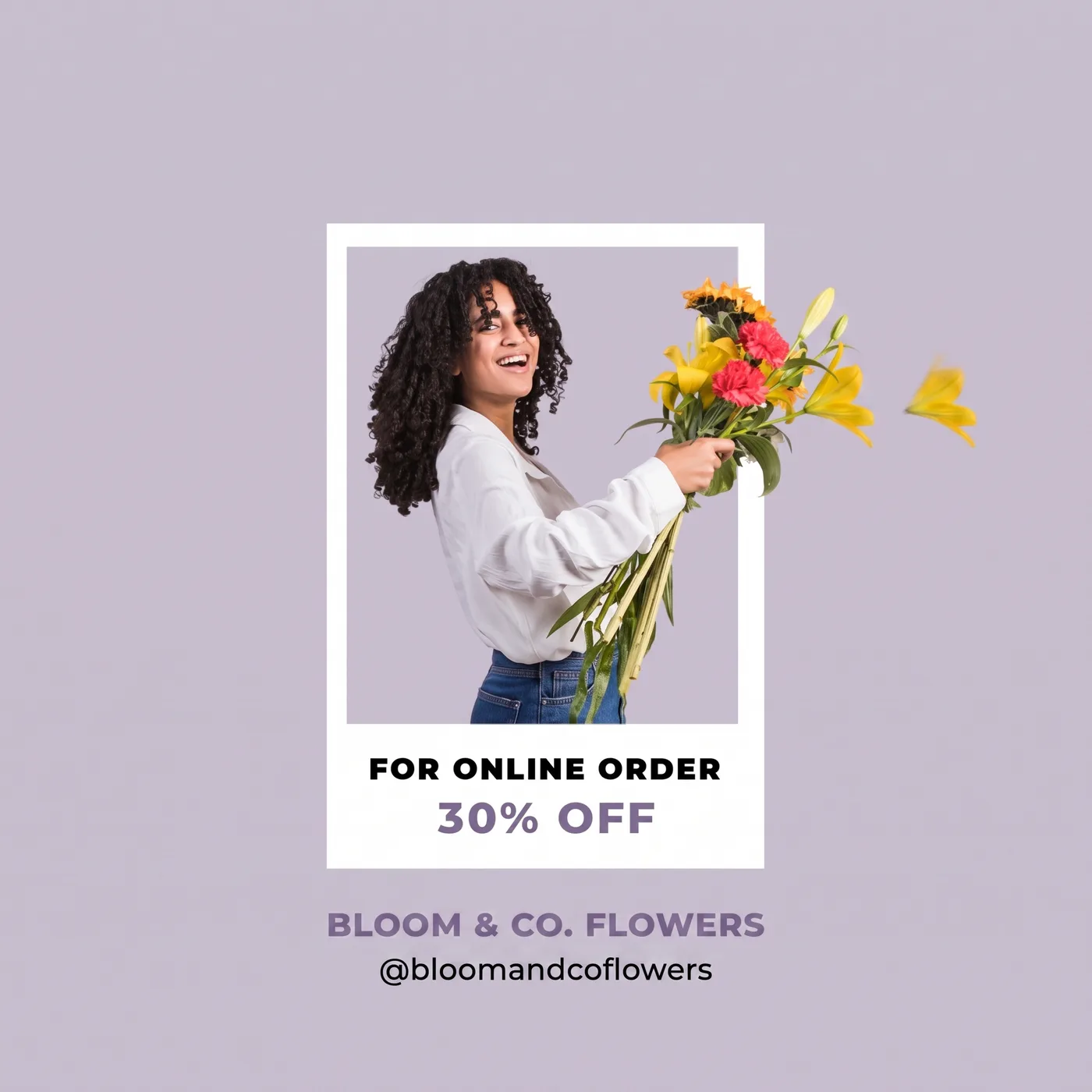 Flower Discount Post — an Instagram post for BLOOM & CO. FLOWERS