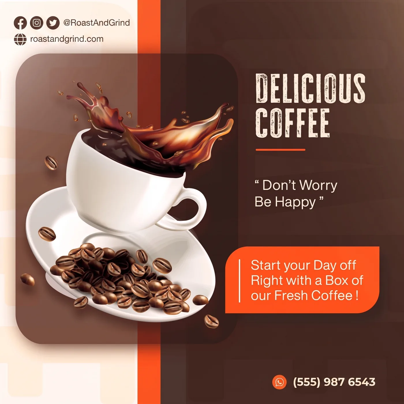Delicious Coffee Post — an Instagram post for RoastAndGrind