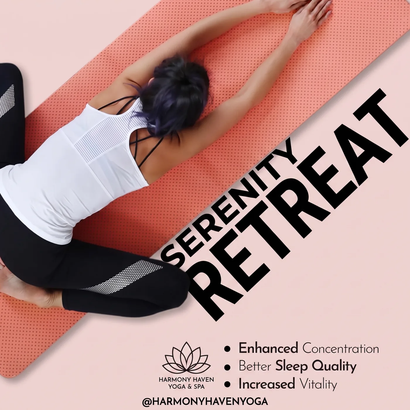 Serenity Retreat Yoga — an Instagram post for Harmony Haven Yoga & Spa