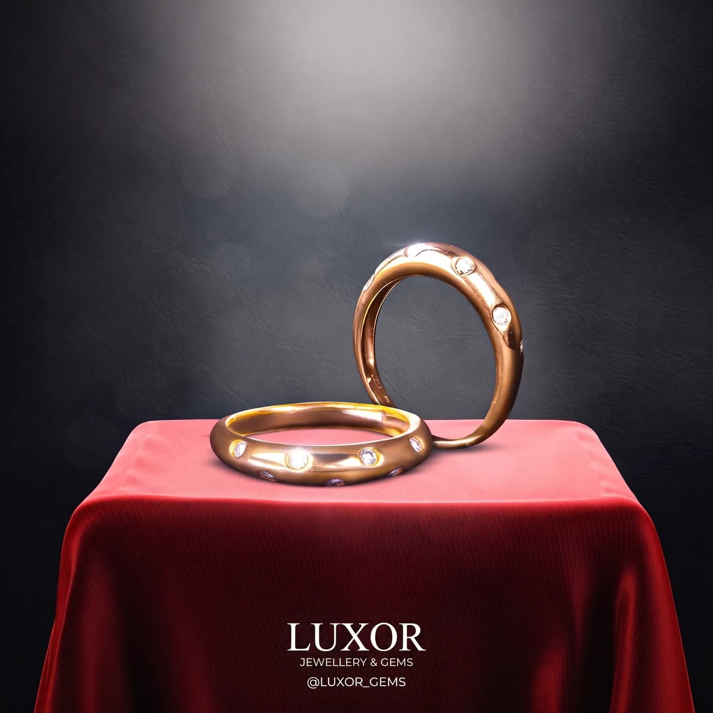Gold Rings Display — an Instagram post for LUXOR