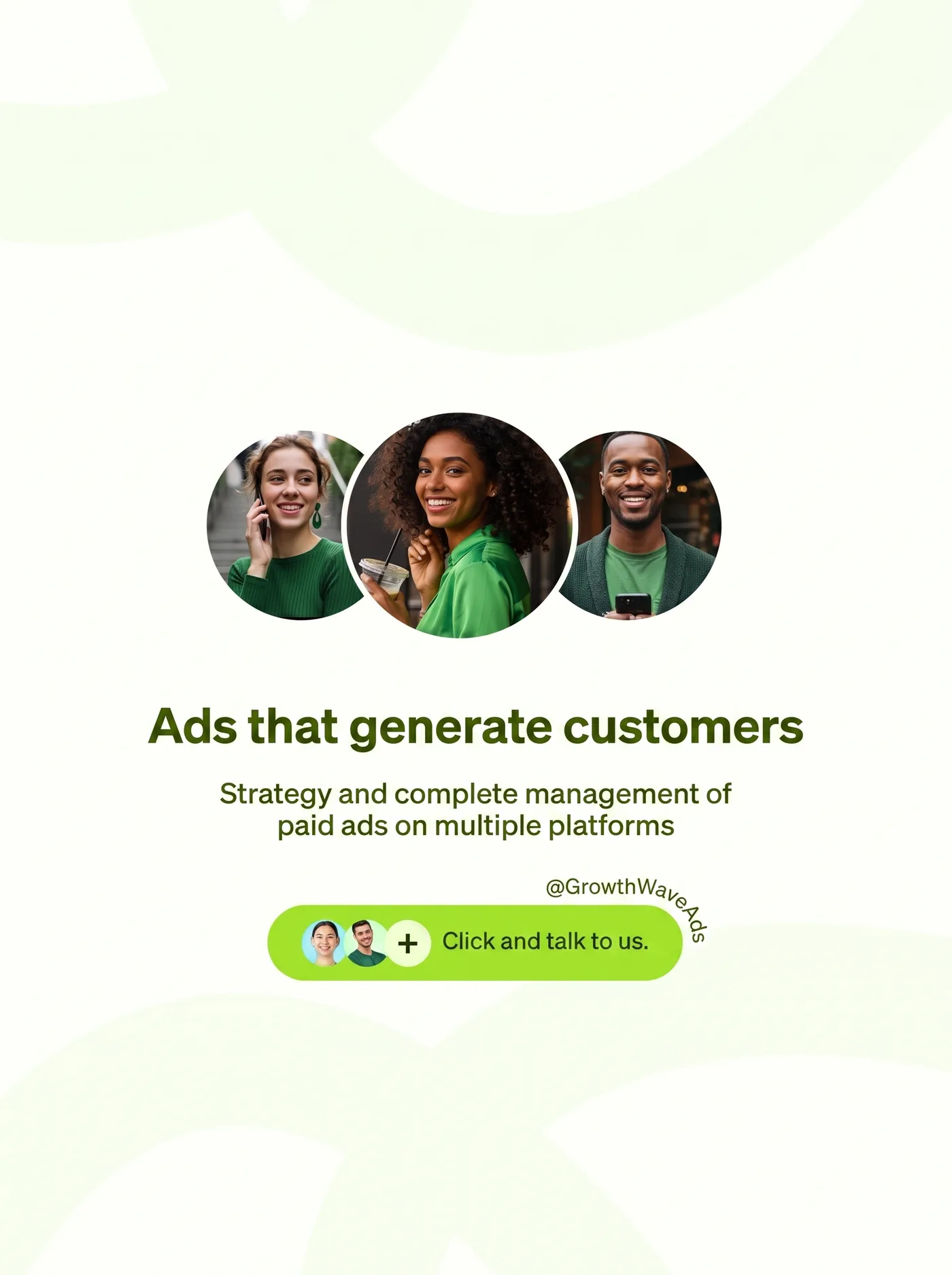 Generate Customers With Ads — an Instagram post for GrowthWaveAds