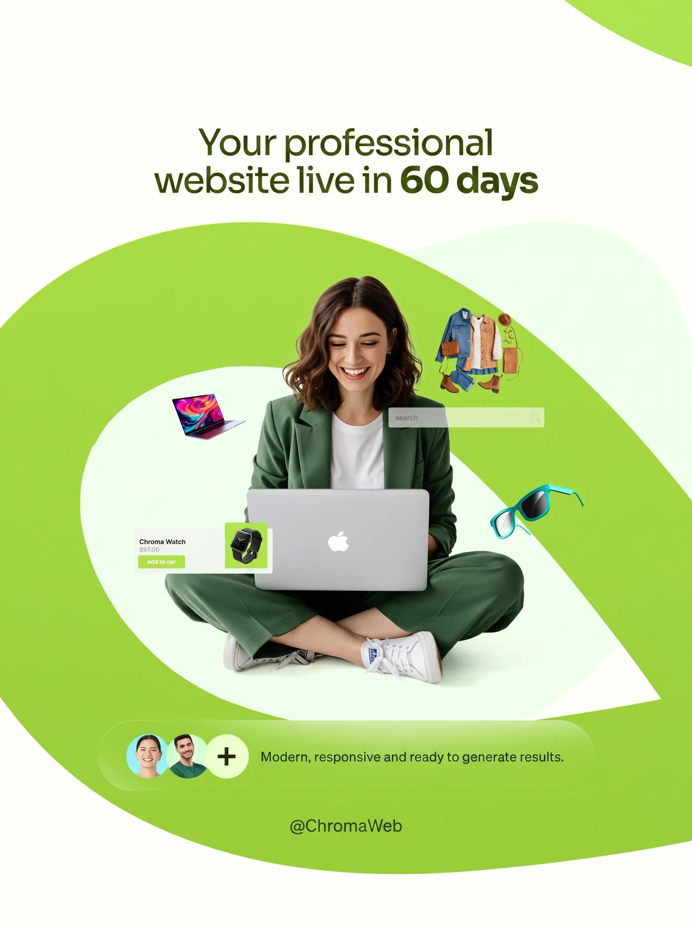 Professional Website Live — an Instagram post for ChromaWeb