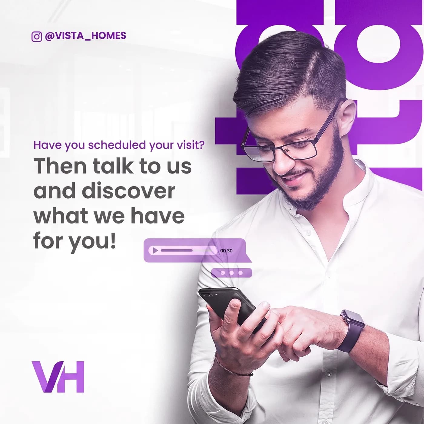 Schedule Your Visit — an Instagram post for Vista Homes