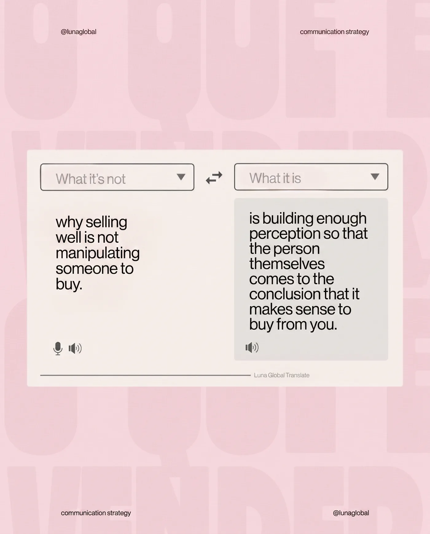 Selling Communication Strategy — an Instagram post for Luna Global