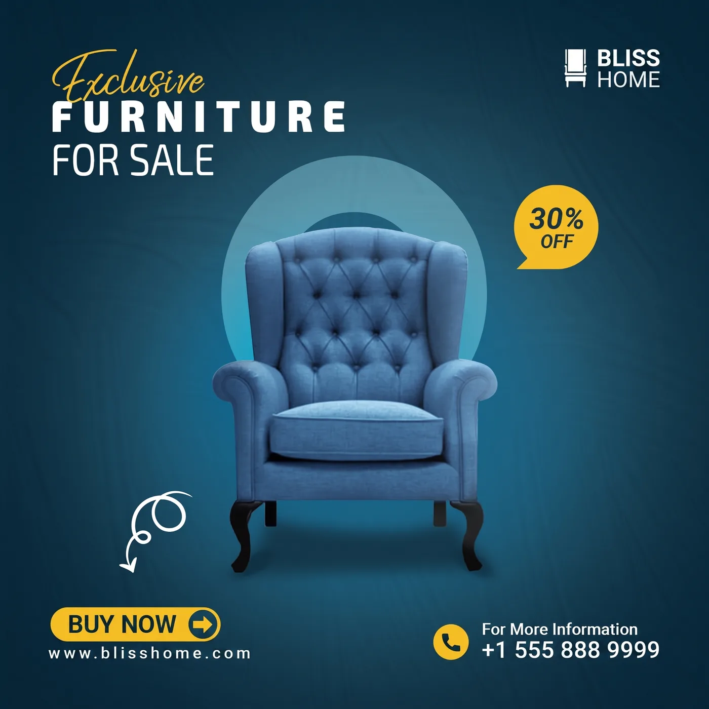 Exclusive Furniture Sale — an Instagram post for BLISS HOME