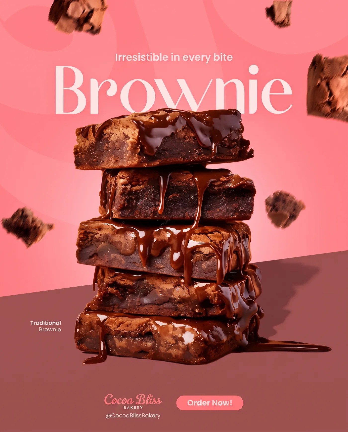 Delicious Brownie Stack — an Instagram post for Cocoa Bliss Bakery