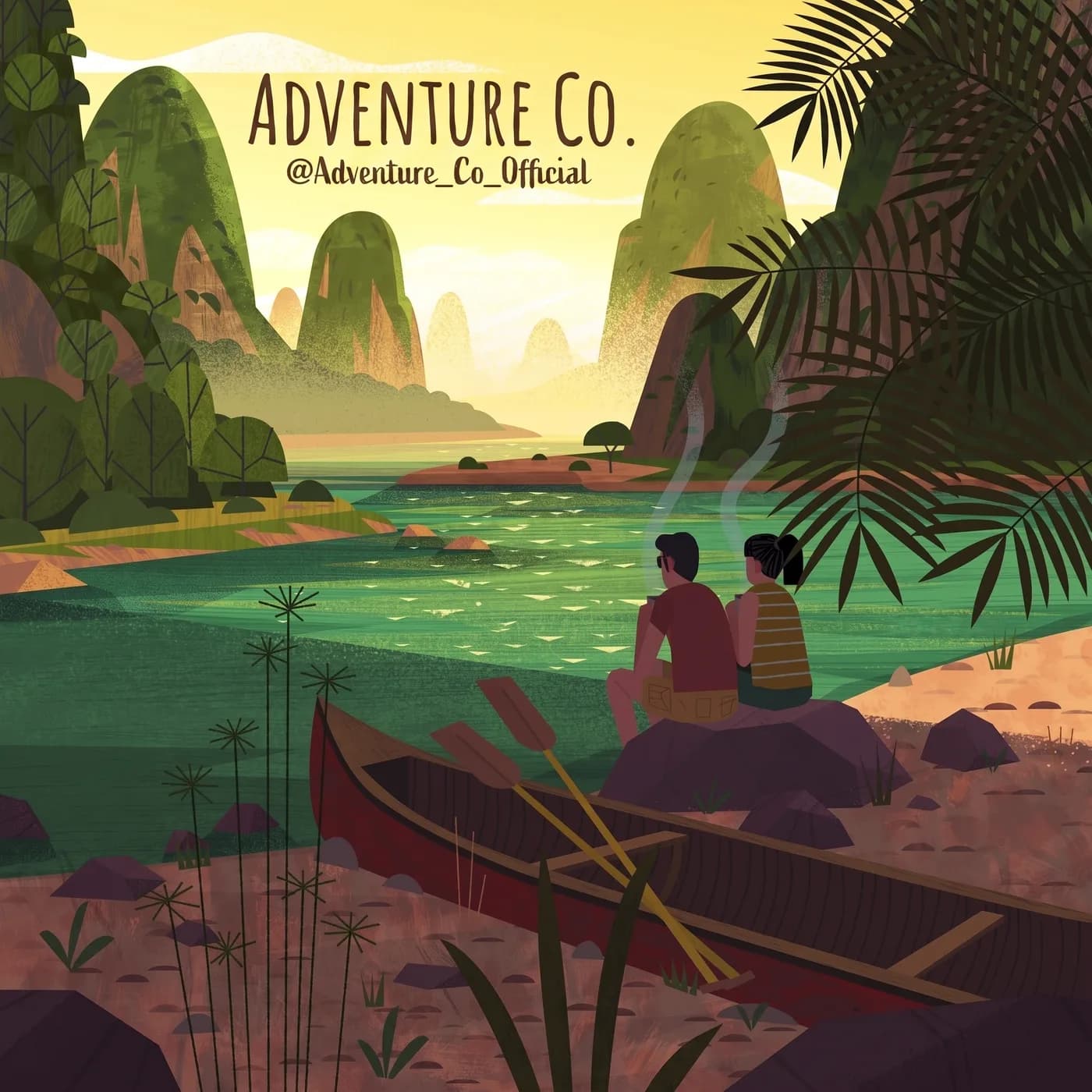 Riverside Adventure Illustration — an Instagram post for ADVENTURE CO.