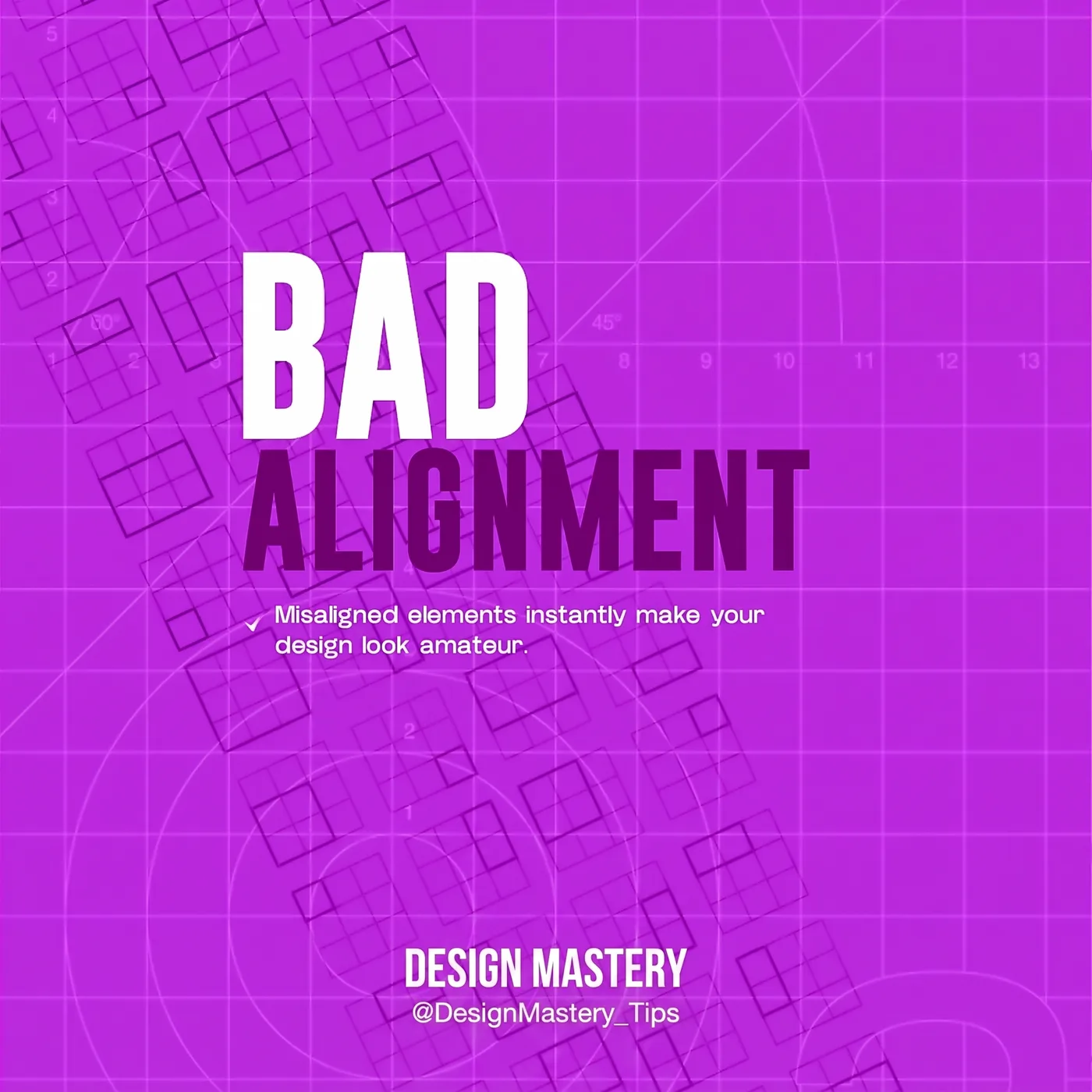 Bad Alignment Design — an Instagram post for DESIGN MASTERY