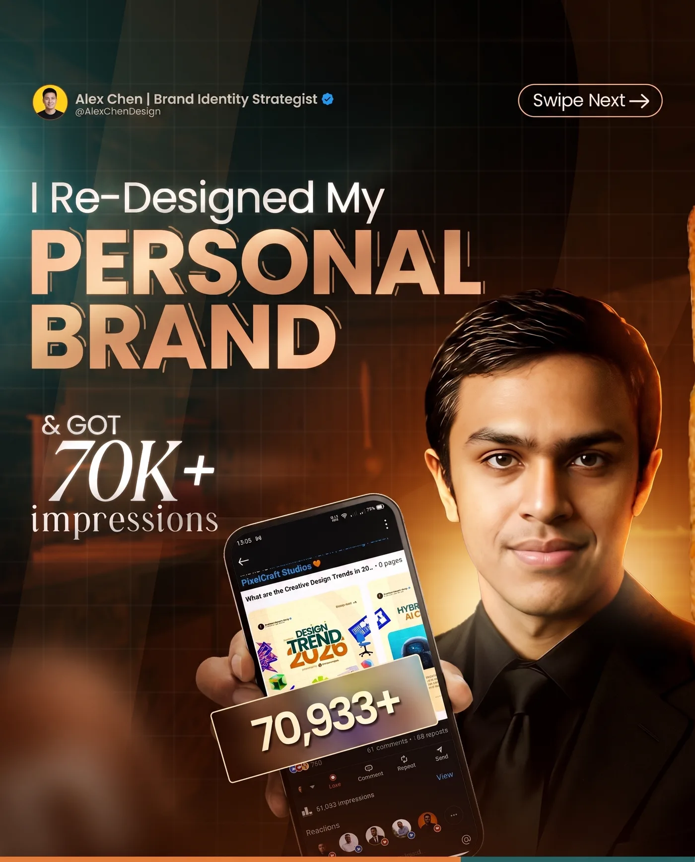My Personal Brand Redesign — an Instagram post for Alex Chen
