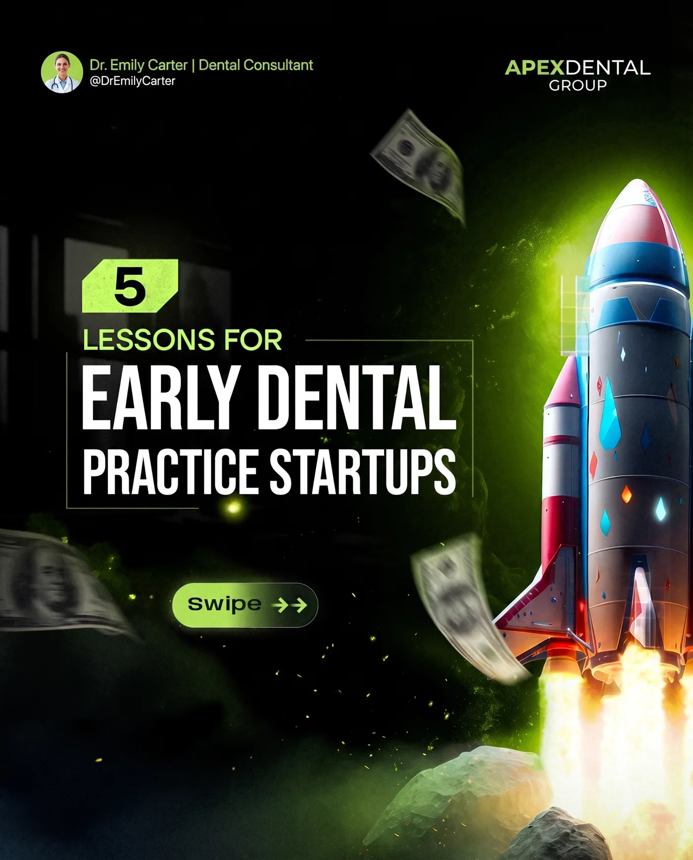 Early Dental Startups — an Instagram post for APEXDENTAL GROUP