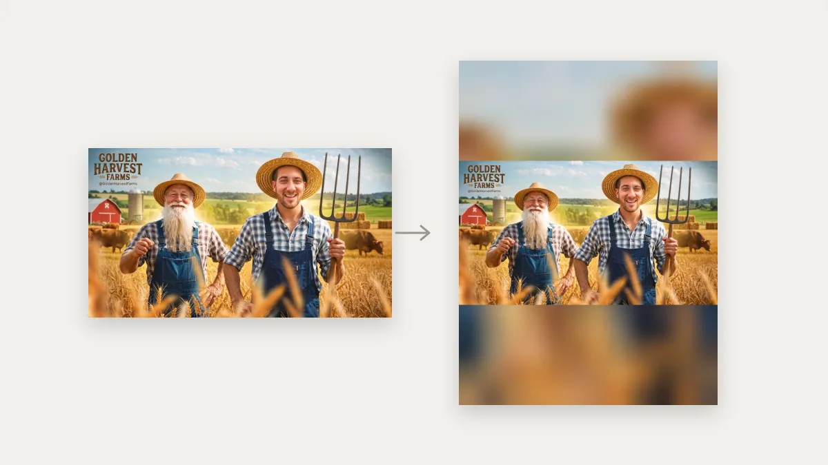 A post before and after being resized for Instagram